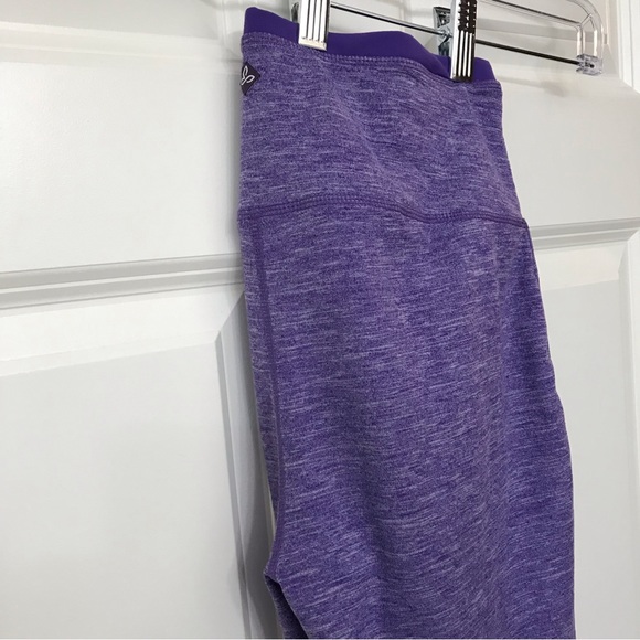 Prana Tori Capri Leggings Yoga Pants Lattice Hem Detail Purple Medium - Picture 8 of 11